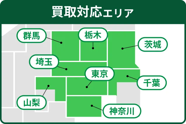 買取対応エリア：群馬・栃木・茨城・埼玉・東京・千葉・山梨・神奈川