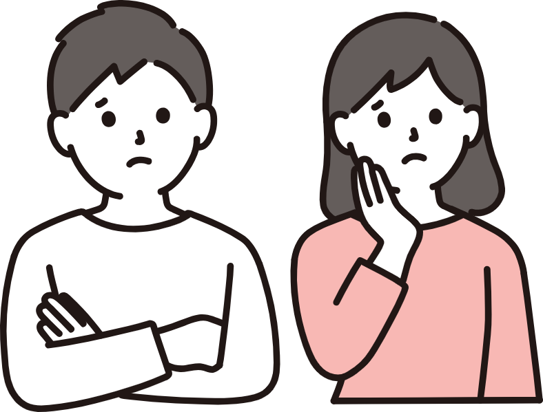 捨てられない人の特徴に悩む男女のイラスト